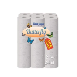 Снимка на Тоалетна хартия Butterfly, двупластова, 150 къса, 24 броя