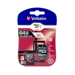 Снимка на Карта памет Verbatim, microSDXC, UHS-I, U1, Class 10, 64 GB, с включен SD адаптер