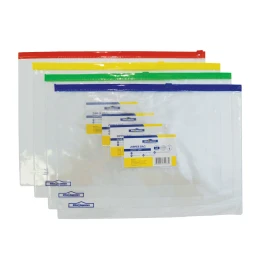 Снимка на Office 1 Папка с жълт цип и джоб за визитка, А4, прозрачна