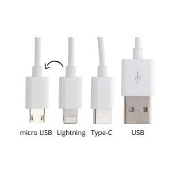 Снимка на Zaref Кабел 3 в 1 USB, Lightning, micro USB и USB type C, червен