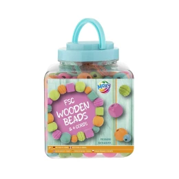 Снимка на Moxy Мъниста, дървени, 375 g, в кофа, синя
