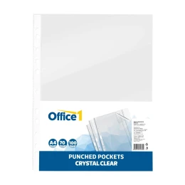 Снимка на Office 1 Джоб за документи, A4, 70 µm, кристал, 100 броя