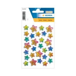 Снимка на Herma Самозалепващи се етикети Звезди, обемни, цветни, 1 лист
