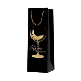 Снимка на Торбичка за вино Wine Collection, чаша, 12 х 35 х 9 cm, черна