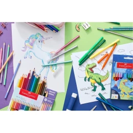 Снимка на Faber-Castell Флумастери Динозавър, 18 стандартни, 3 металикови и 3 неонови цвята