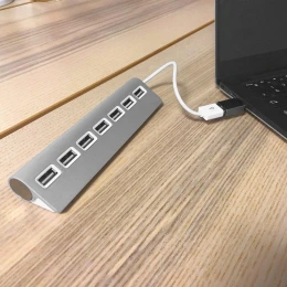 Снимка на USB Хъб TNB, 7 порта, USB Type-A, с адаптер USB Type-C, бял