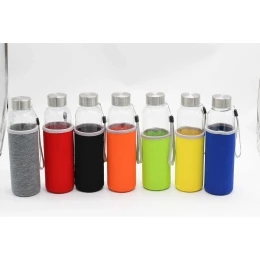 Снимка на Office 1 Бутилка Halo, стъклена, 500 ml, със сив калъф