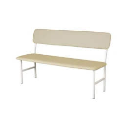 Снимка на Пейка, с облегалка, екокожа, метална основа, до 180 kg, 1500 х 450 х 840 mm, слонова кост, бели крака