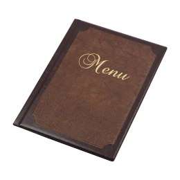 Снимка на Папка за меню, A4, винилова, 6 джоба, черно и кафяво