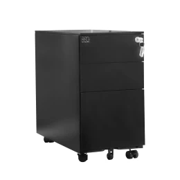 Снимка на Контейнер RFG, метален, с три чекмеджета и ключ, 300 х 600 х 560 mm, черен