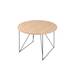 Снимка на Заседателна маса Narbutas Air, 1200 x 1200 x 740 mm, кръгъл плот, ПДЧ 25 mm, меламин кехлибарен дъб, черен метал