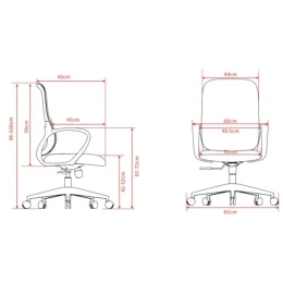 Снимка на Работен стол RFG Mojito W, дамаска и меш, полиамидна основа, до 120 kg, сивa облегалка, черна седалка