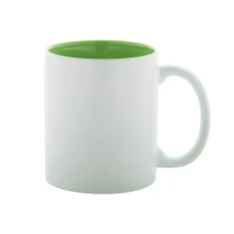 Снимка на Чаша, керамична, бяла, с тъмнозелена вътрешност