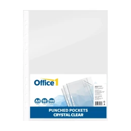 Снимка на Office 1 Джоб за документи, A4, 60 µm, кристал, 100 броя