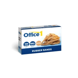 Снимка на Office 1 Ластици, 100% каучук, кафяви, 100 g, в кутия