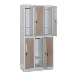 Снимка на Гардероб RFG, троен, метален, 900 х 450 х 1850 mm, кехлибарен дъб и бяло