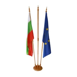Снимка на Стойка за знаме, дървена, за 3 знамена, 120 x 70 cm