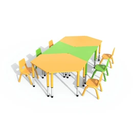 Снимка на Ученическа маса RFG Трапец, с регулируема височина, от 3 до 8 години, 1200 х 600 х 370-620 mm, MDF, зелена