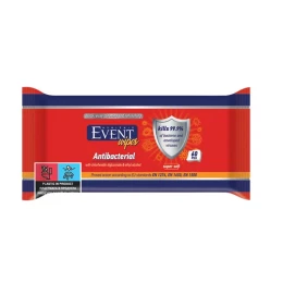 Снимка на Мокри кърпи Event, антибактериални, с алкохол, 60 броя