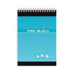 Снимка на Gipta Тефтер Pro-Block, А7, бяла хартия, широки редове, картонена корица, със спирала, 40 листа