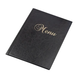 Снимка на Папка за меню, A4, кожена, 6 джоба, черна