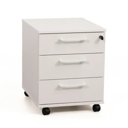 Снимка на Контейнер за бюро Narbutas Optima, 415 x 500 x 510 mm, с колелца, ПДЧ, правоъгълна дръжка, бял