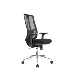 Снимка на Ергономичен стол RFG Artur W, дамаска и меш, до 150 kg, черна седалка, черна облегалка