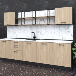 Снимка на Кухня Алегра, 3000 х 600 х 2110 mm, цвят лукс