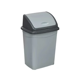 Снимка на Кош за отпадъци Planet, с люлеещ капак, 26 L, сиво-черен