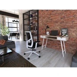 Снимка на Офис бюро RFG Shape A, 120 х 48 х 76 cm, меламин дъб, бял метал