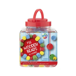 Снимка на Moxy Мъниста, дървени, 375 g, в кофа, червена