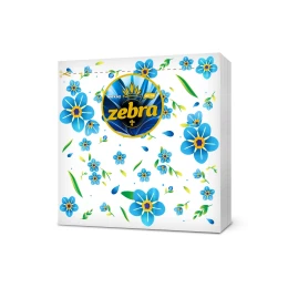Снимка на Салфетки Zebra, с печат, еднопластови, 33 х 33 cm, 65 броя