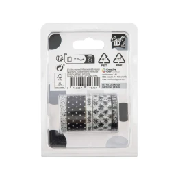 Снимка на Craft ID Тиксо, с мотиви за декорация, дължина 3 m, 3 броя, черно-бяло