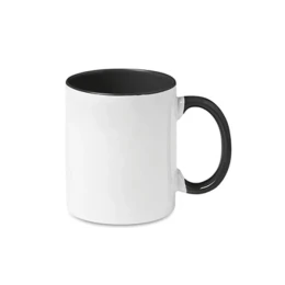 Снимка на BESTSUB Чаша с цветна вътрешност и дръжка, 330 ml, черна, с възможност за персонализация