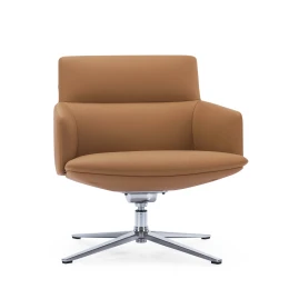 Снимка на Кресло RFG Ray, екокожа, основа хром, кафяво
