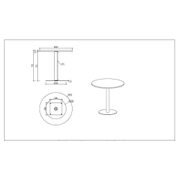 Снимка на Заседателна маса RFG Barry, 800 х 800 х 750 mm, кръгъл плот, ПДЧ 25 mm, метална основа, бряст, бяла основа