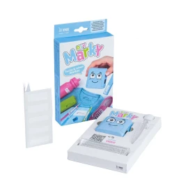 Снимка на Печат за текстил Marky, с комплект за нареждане на кирилица, син