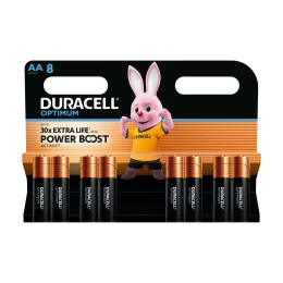 Снимка на Алкална батерия Duracell Optimum, AA, LR6, 1.5 V, 8 броя