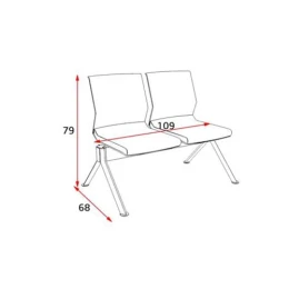 Снимка на Посетителска пейка RFG Lisa Arm Black, с 2 места, текстил, метална основа, оранжева