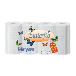Снимка на Тоалетна хартия Butterfly, двупластова, 150 къса, 8 броя