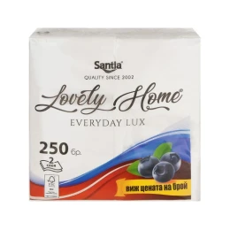 Снимка на Салфетки Lovely, целулоза, двупластови, 1/8 сгъвка, 33 х 24 cm, бели, 250 броя