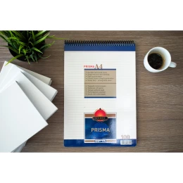 Снимка на Gipta Prisma Пад А4, бял, широки редове, микроперфорация, със спирала, 100 листа