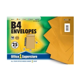 Снимка на Office 1 Плик, B4, 245 x 353 mm, хартиен, с разширение, със самозалепваща лента, кафяв, 25 броя