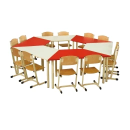 Снимка на Маса Рондо, тип трапец, 118 x 51 x 46 cm, ПДЧ 18 mm, метални крака, сглобена мостра