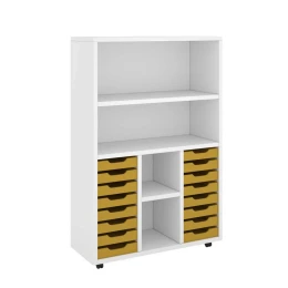 Снимка на Етажерка RFG, с 14 PP жълти тавички, 1040 х 400 х 1500 mm, ПДЧ 18 mm, бяла