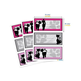 Снимка на Herma Самозалепващи се етикети Черни котки, ученически, 9 броя