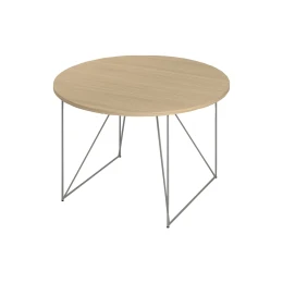 Снимка на Заседателна маса Narbutas Air, 1200 x 1200 x 740 mm, кръгъл плот, ПДЧ 25 mm, меламин избелен дъб, сив метал