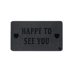 Снимка на Изтривалка Olivo Zeus - Happy to see you, 100% полиестер, 40 х 70 cm, сива