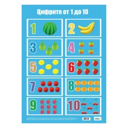 Снимка на Office 1 Ученическо табло ''Цифрите от 1 до 10'', ламинирано, 50 x 70 cm
