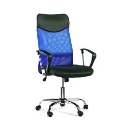 Снимка на Директорски стол Monti HB, текстил, екокожа и меш, Tilt механизъм, до 120 kg, черна седалка, тъмносиня облегалка